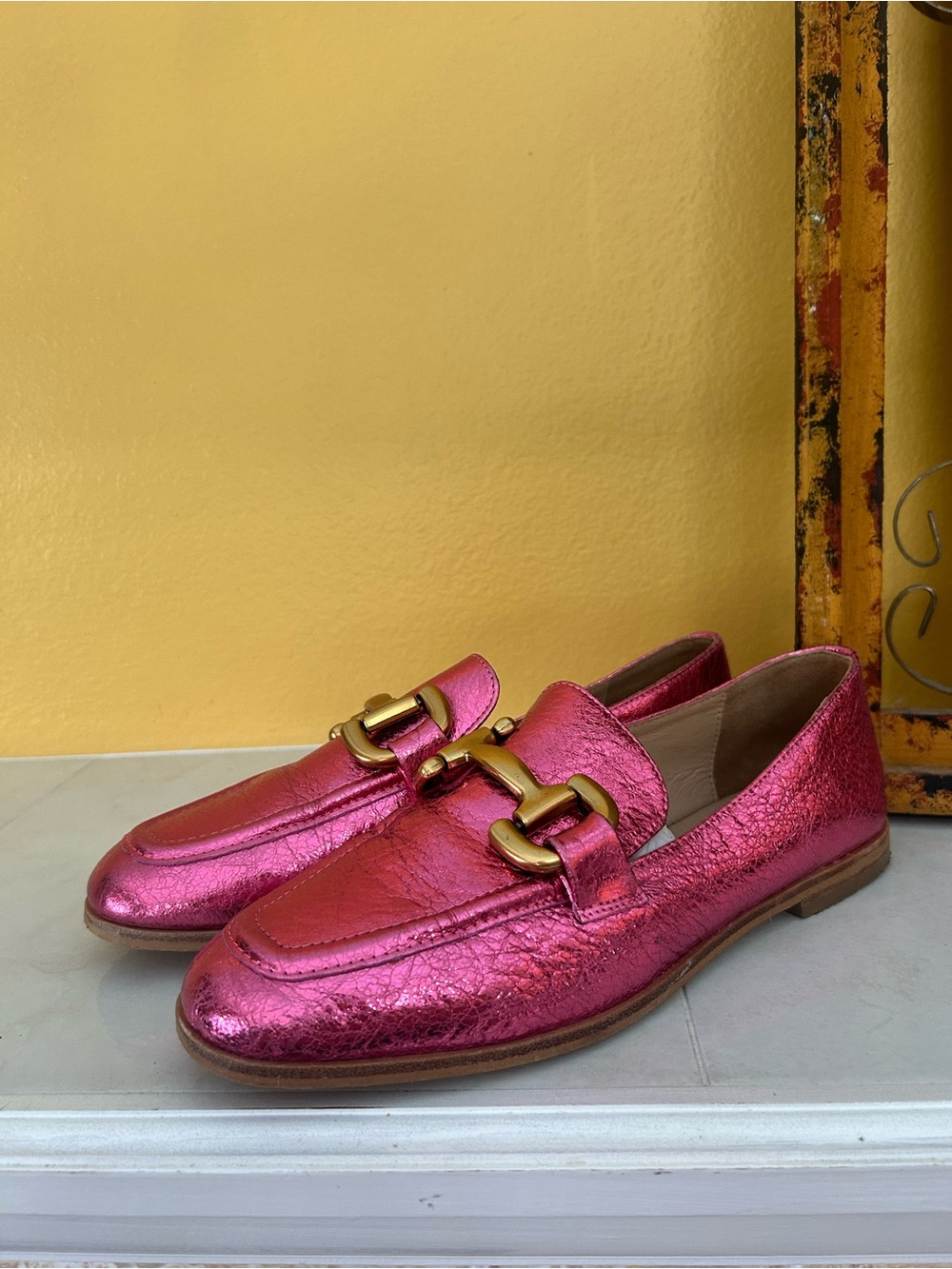 Boden Iris Snaffle Loafers Pink Metallic Leather Sz 9 old money quiet luxury #31 - Picture 3 of 11